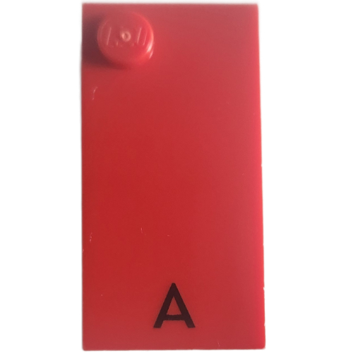 Braille Brick 2 × 4 with 1 Stud ⠁and 'A' Print Red
