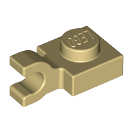 Plate Special 1 × 1 with Clip Horizontal [Thick U Clip] Tan