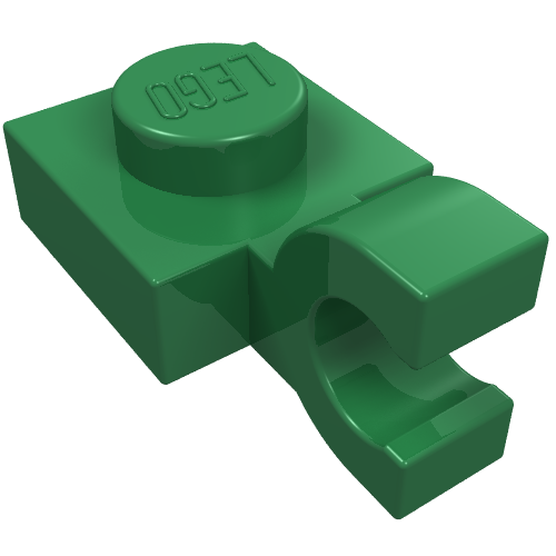 Plate Special 1 × 1 with Clip Horizontal [Thick U Clip] Grün