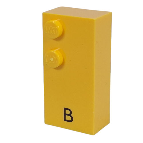 Braille Brick 2 × 4 with 2 Studs ⠃ and 'B' Print Yellow