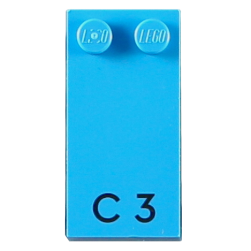 Braille Brick 2 × 4 with 2 Studs ⠉ and 'C 3' Print Dark Azure