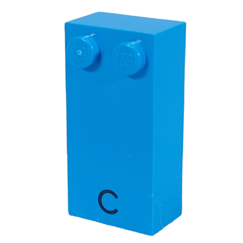 Braille Brick 2 × 4 with 2 Studs ⠉ and 'C' Print Dark Azure