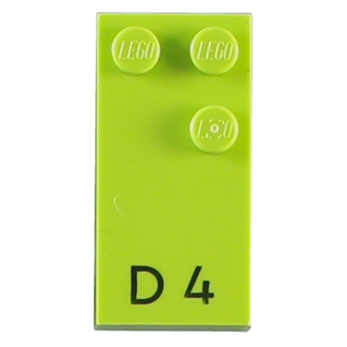 Braille Brick 2 × 4 with 3 Studs ⠙ 'D 4' Print Limette