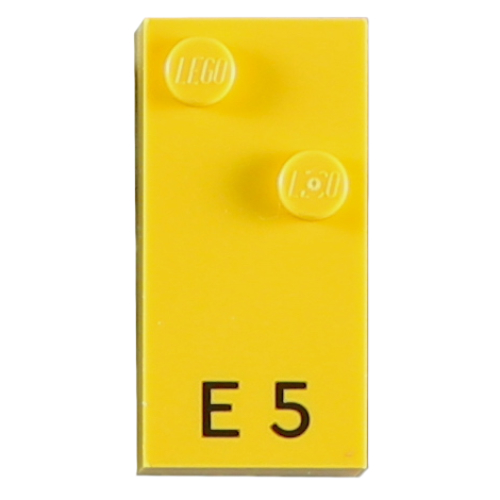 Braille Brick 2 × 4 with 2 Studs ⠑ and 'E 5' Print Gelb