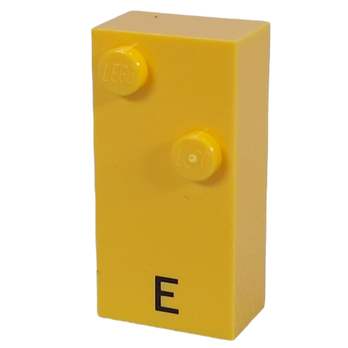 Braille Brick 2 × 4 with 2 Studs ⠑ and 'E' Print Yellow