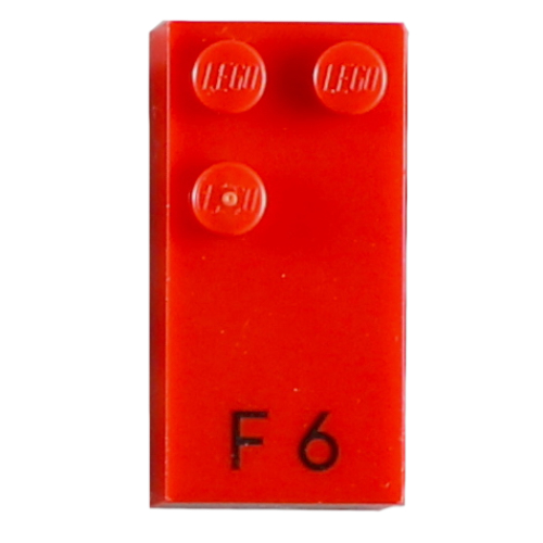Braille Brick 2 × 4 with 3 Studs ⠋ and 'F 6' Print Red
