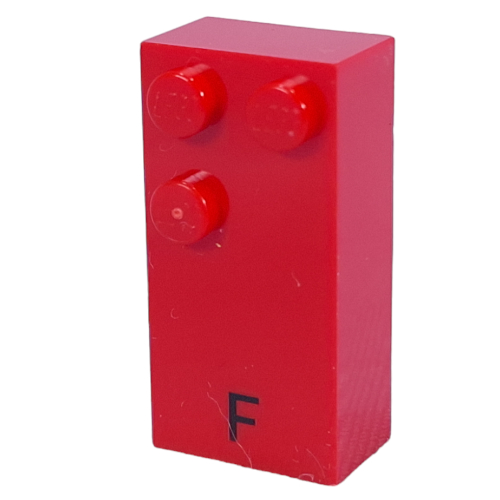 Braille Brick 2 × 4 with 3 Studs ⠋ and 'F' Print Rot
