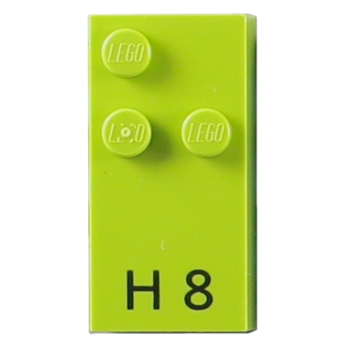 Braille Brick 2 × 4 with 3 Studs ⠓ and 'H 8' Print Limette