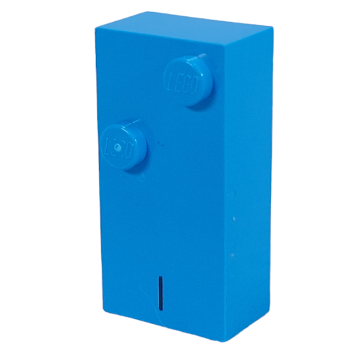 Braille Brick 2 × 4 with 2 Studs ⠊ and 'I' Print Dunkelazur