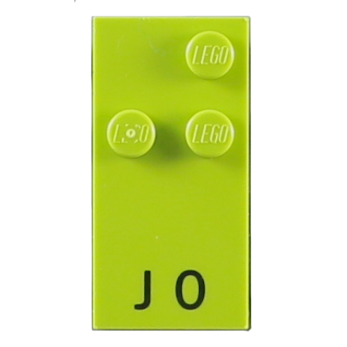 Braille Brick 2 × 4 with 3 Studs ⠚ and 'J 0' Print Limette
