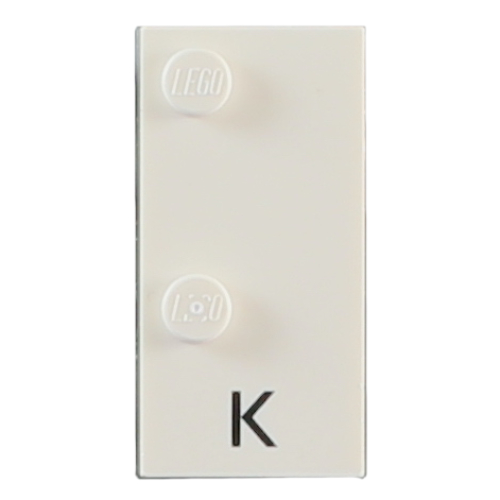 Braille Brick 2 × 4 with 2 Studs ⠅ and 'K' Print White