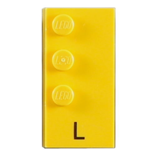 Braille Brick 2 × 4 with 3 Studs ⠇and 'L' Print Yellow