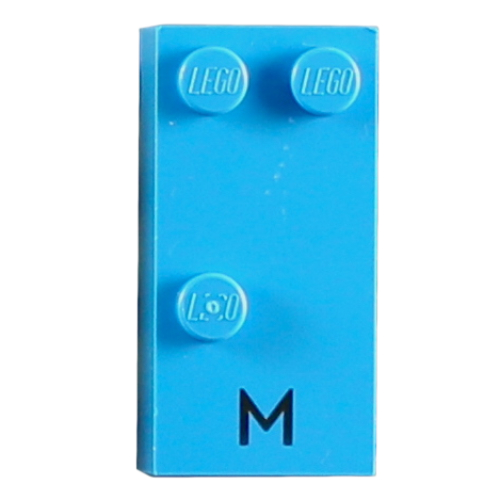 Braille Brick 2 × 4 with 3 Studs ⠍ and 'M' Print Dark Azure