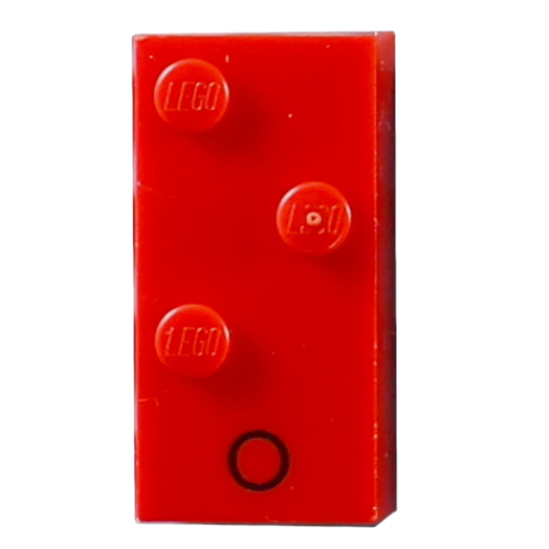 Braille Brick 2 × 4 with 3 Studs ⠕ and 'O' Print Red