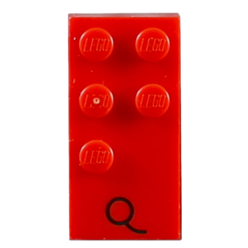 Braille Brick 2 × 4 with 5 Studs ⠟ and 'Q' Print Red