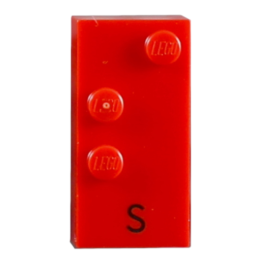 Braille Brick 2 × 4 with 3 Studs ⠎ and 'S' Print Red