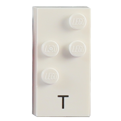 Braille Brick 2 × 4 with 4 Studs ⠞ and 'T' Print White