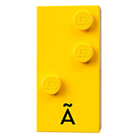 Braille Brick 2 × 4 with 3 Studs ⠜ and 'Ã' print Gelb