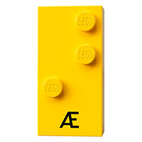 Braille Brick 2 × 4 with 3 Studs ⠣ and 'Æ' Print Gelb