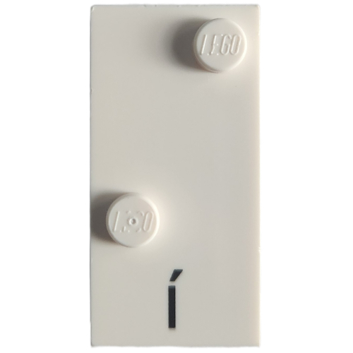 Braille Brick 2 × 4 with 2 Studs ⠌ and 'Í' print White