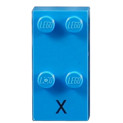 Braille Brick 2 × 4 with 4 Studs ⠭ and 'X' Print Dark Azure