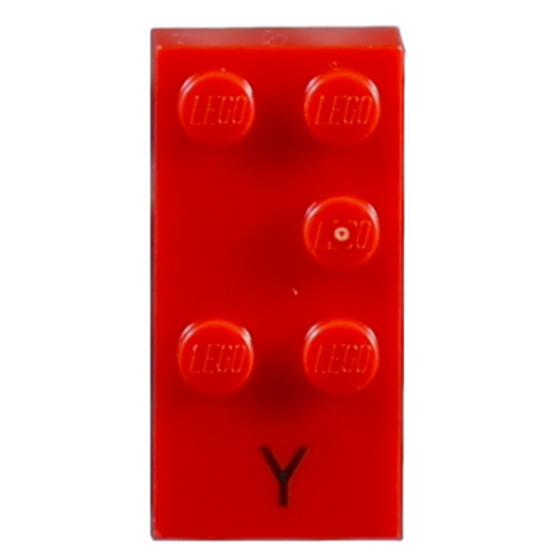 Braille Brick 2 × 4 with 5 Studs ⠽ and 'Y' Print Rot