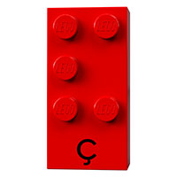 Braille Brick 2 × 4 with 5 Studs ⠯ and 'Ç' print Rot