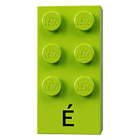 Braille Brick 2 × 4 with 6 Studs ⠿ and 'É' print Limette