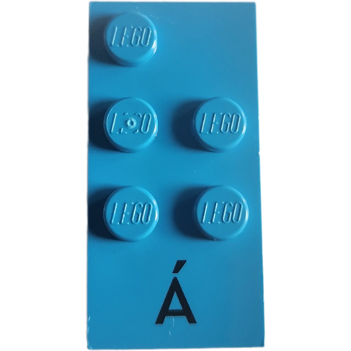 Braille Brick 2 × 4 with 5 Studs ⠷ and 'Á' print Dark Azure