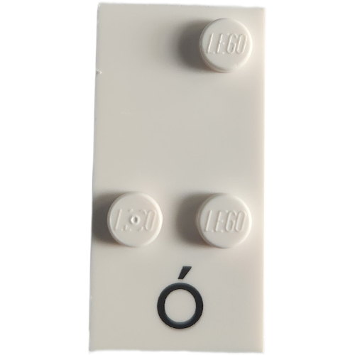 Braille Brick 2 × 4 with 3 Studs ⠬ and 'Ó' print White