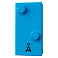Braille Brick 2 × 4 with 2 Studs ⠡ and 'Å' print Dunkelazur