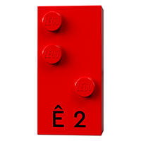 Braille Brick 2 × 4 with 3 Studs ⠣ and 'Ê 2' Print Red