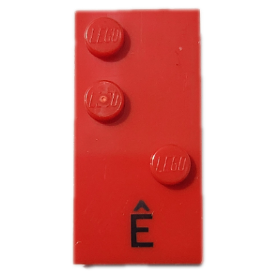 Braille Brick 2 × 4 with 3 Studs ⠣ and 'Ê' Print Red