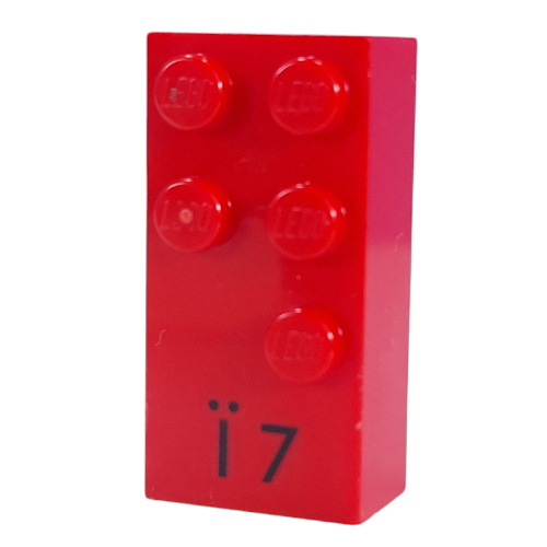 Braille Brick 2 × 4 with 5 Studs ⠻ and 'Ï 7' print Rot