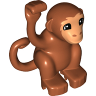 Duplo Animal Monkey with Curly Tail - Nougat Face with Hair Details Print Dark Orange