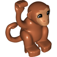 Duplo Animal Monkey with Curly Side Tail - Nougat Face with Hair Details Print Dunkelorange