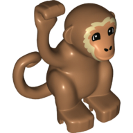 Duplo Animal Monkey with Curly Side Tail - Nougat Face with Tan Hair Details Print Medium Nougat