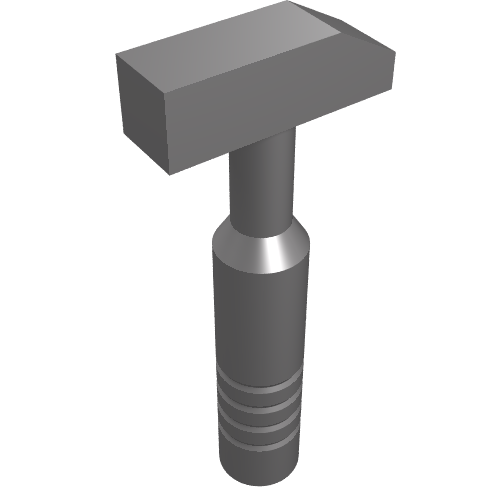 Tool Hammer Cross Pein [3-Rib Handle] Flat Silver