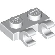 Plate Special 1 × 2 with Clips Horizontal [Thick U-Clips] Weiß