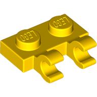 Plate Special 1 × 2 with Clips Horizontal [Open O Clips] Yellow