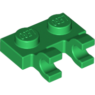 Plate Special 1 × 2 with Clips Horizontal [Open O Clips] Green