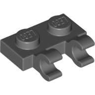 Plate Special 1 × 2 with Clips Horizontal [Open O Clips] Dunkelblaugrau