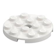 Plate Round 4 × 4 with Pin Hole White