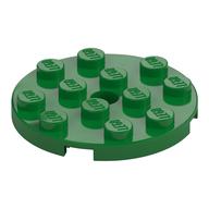 Plate Round 4 × 4 with Pin Hole Green