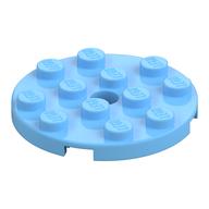 Plate Round 4 × 4 with Pin Hole Bright Light Blue