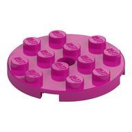 Plate Round 4 × 4 with Pin Hole Magenta