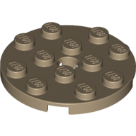 Plate Round 4 × 4 with Pin Hole Dark Tan