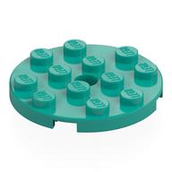 Plate Round 4 × 4 with Pin Hole Dark Turquoise