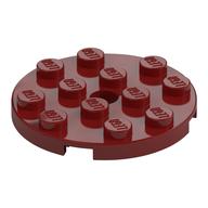 Plate Round 4 × 4 with Pin Hole Dark Red