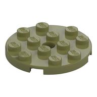 Plate Round 4 × 4 with Pin Hole Olive Green